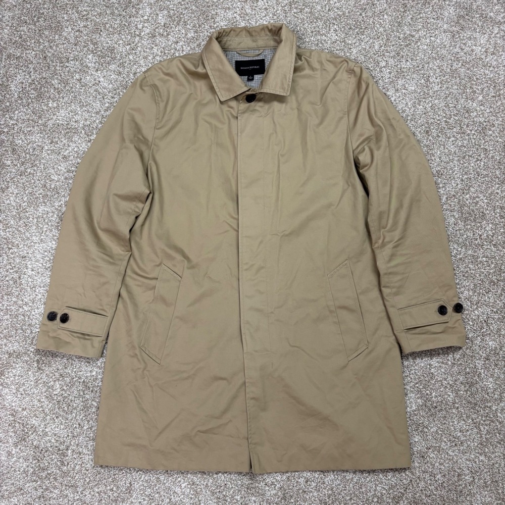 Banana Republic Mac Jacket Mens Large Water Repellent Khaki Cotton Button Front